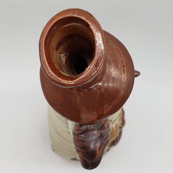 Stoneware Glazed 12" Brown Beige Country Snowman Star Cut Outs Tealight Holder - Picture 7 of 12